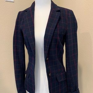 Dark Blue Plaid Blazer